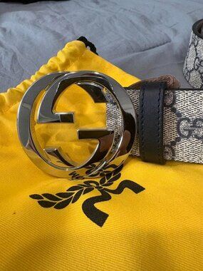 Men's Gucci Belt - Interlocking GG Tan/Blue Size 95